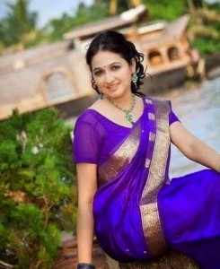 aavaana-south-actress-blue-saree